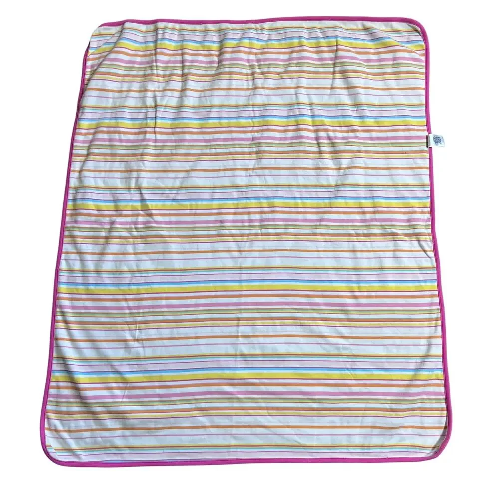 Baby‎ Gap Vintage Blanket Cotton Reversible Pink Striped Tropical Fish 2003